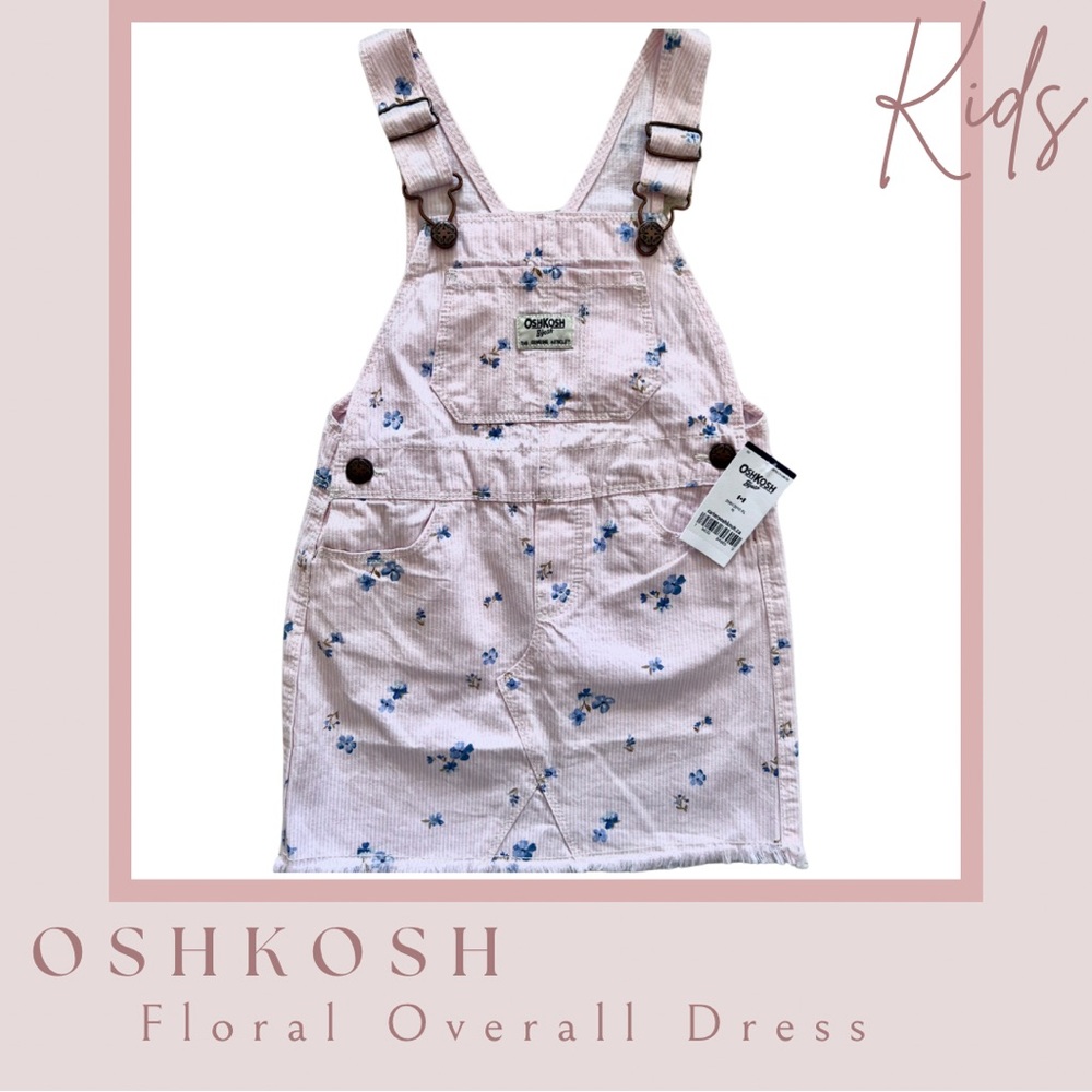 NWT OshKosh B'gosh Light Pink Floral Overall Dress